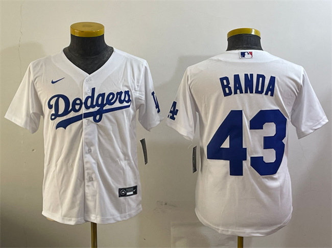Youth Los Angeles Dodgers #43 Anthony Banda White Cool Base Stitched Baseball Jersey Youth Los Angeles Dodgers #43 Anthony Banda White Cool Base Stitched Baseball Jersey